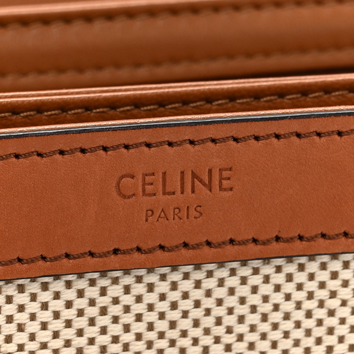 Canvas Calfskin Medium Classique Triomphe Bag White Tan