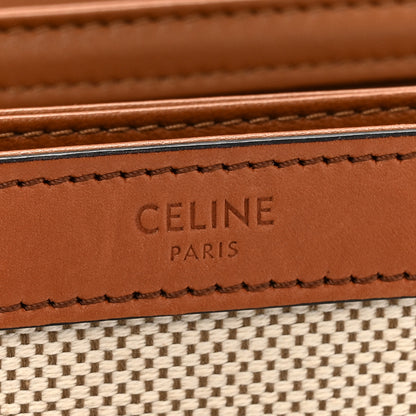 Celine Canvas Calfskin Medium Classique Triomphe Bag White Tan 6 of 18