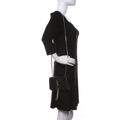 Saint Laurent Calfskin Crocodile Embossed Monogram Small Kate Tassel Satchel Black 2 of 8