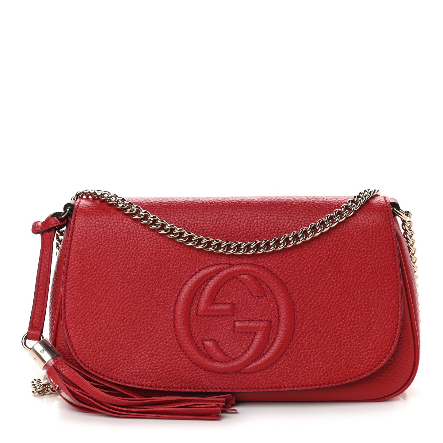 Pebbled Calfskin Medium Soho Flap Crossbody Vibrant Red