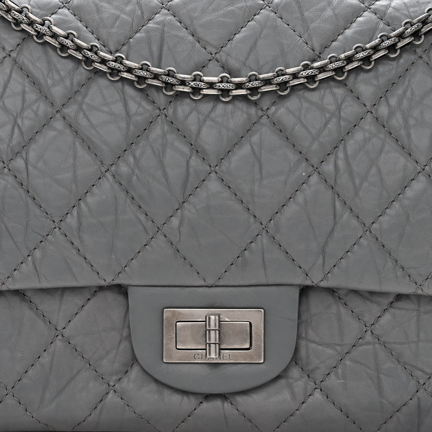 Aged Calfskin Quilted 2.55 Reissue 227 Flap Grey