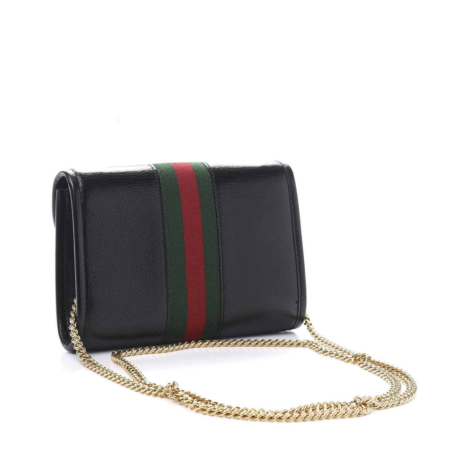 Textured Calfskin Web Mini Rajah Slim Flap Shoulder Bag Black