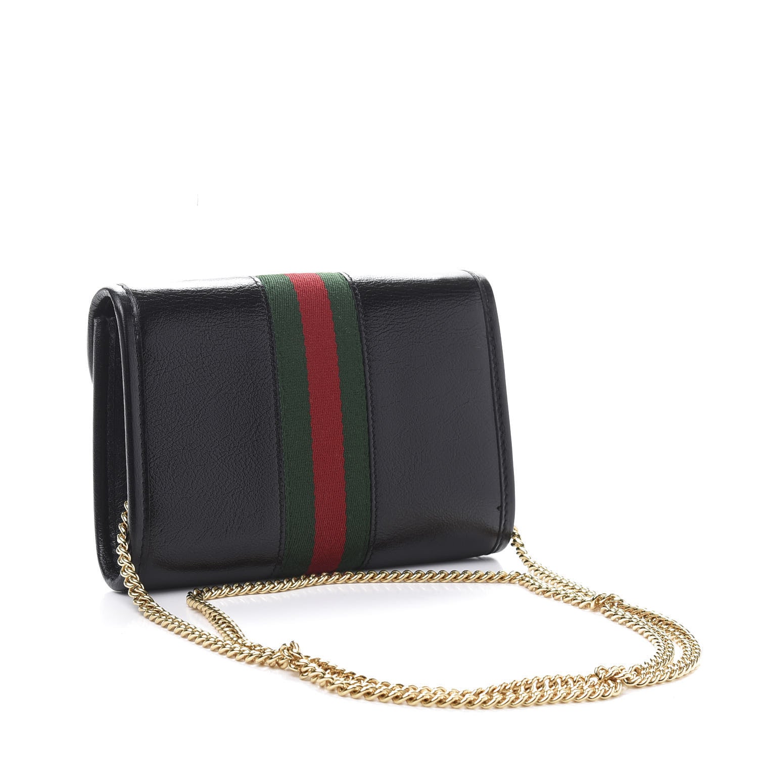 Gucci Textured Calfskin Web Mini Rajah Slim Flap Shoulder Bag Black 3 of 11
