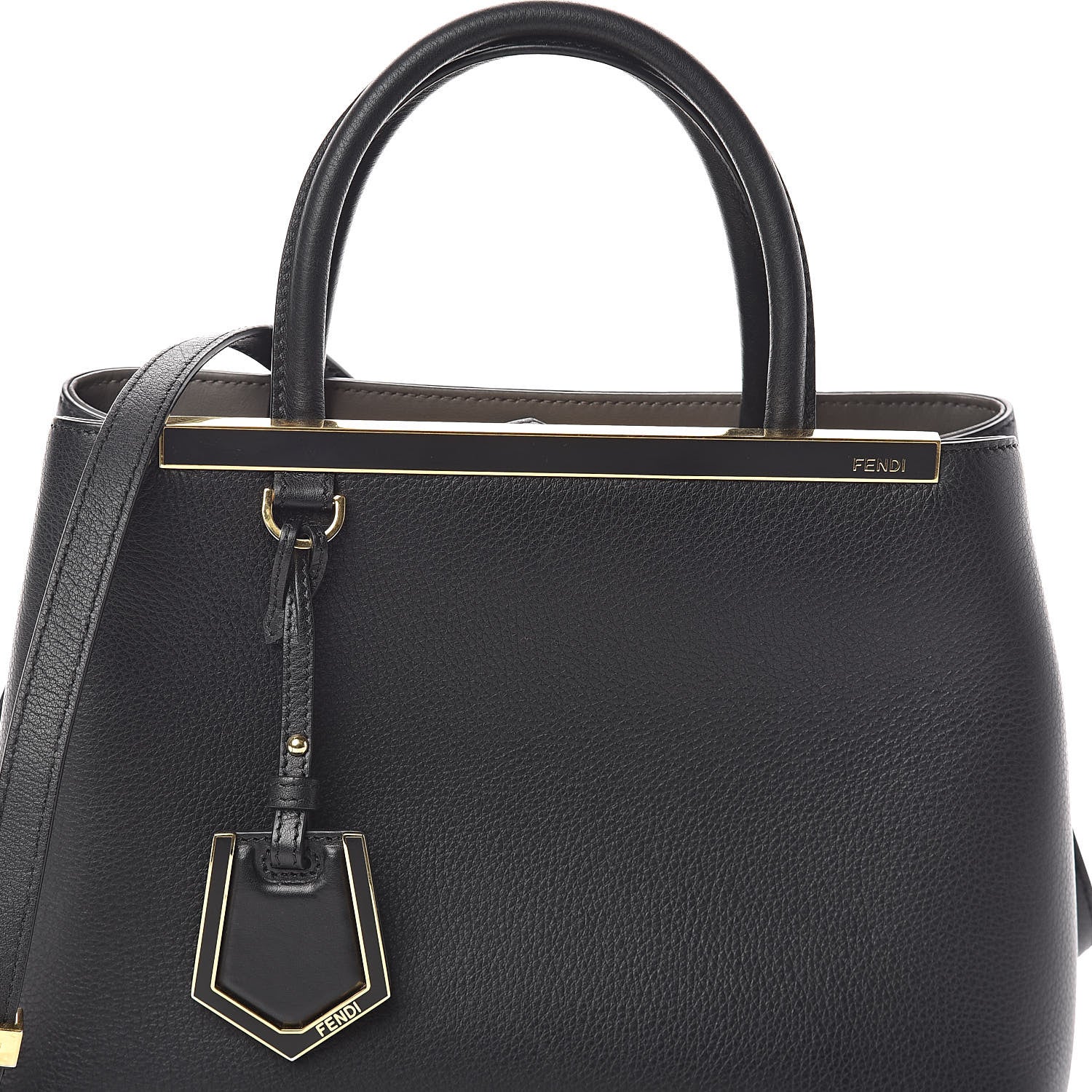 Fendi Vitello Dolce Century Petite 2Jours Tote Black Carbone 7 of 9
