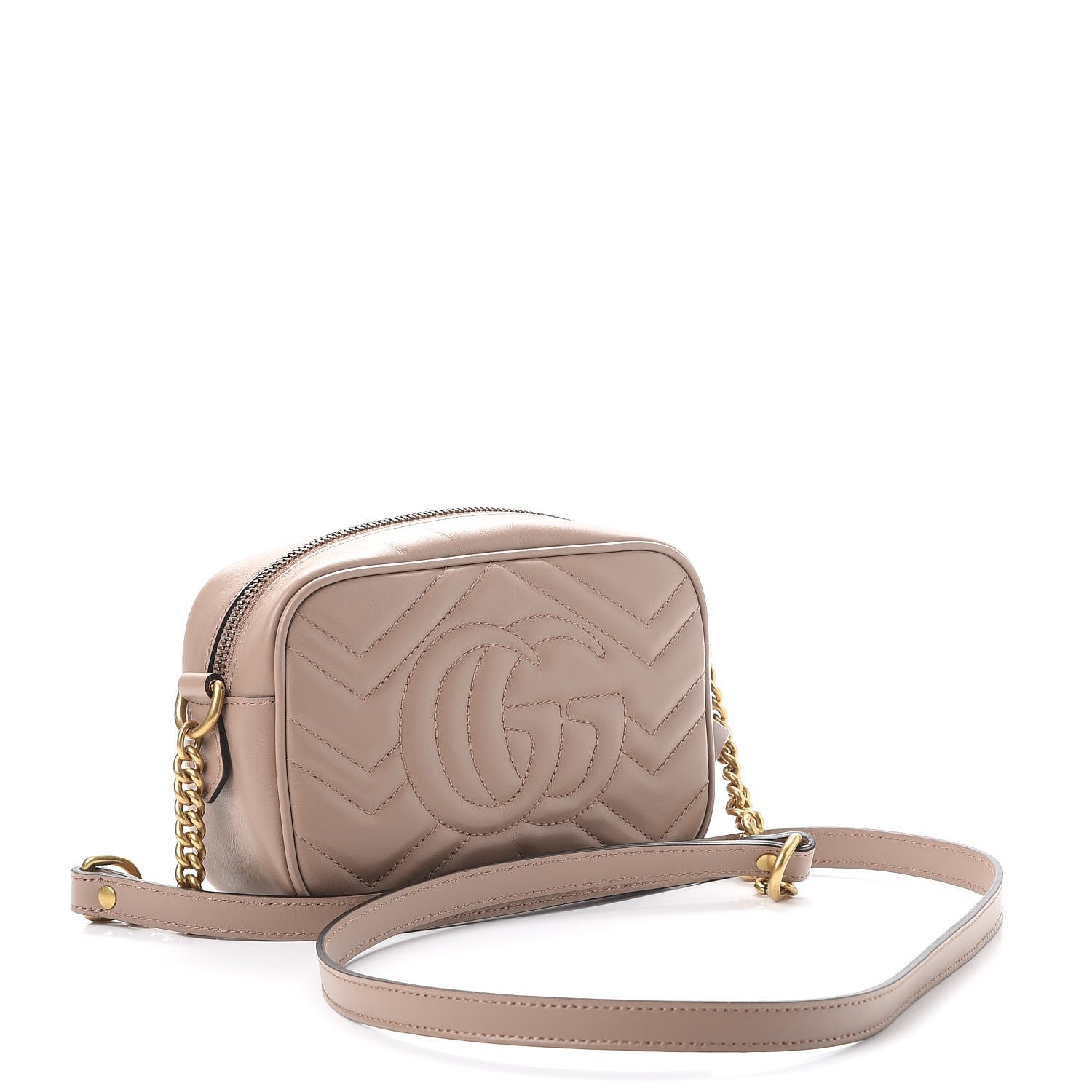 Gucci Calfskin Matelasse Mini GG Marmont Chain Shoulder Bag Porcelain Rose 3 of 8