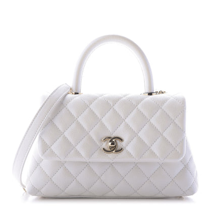 Chanel Iridescent Caviar Quilted Mini Coco Handle Flap White 1 of 10