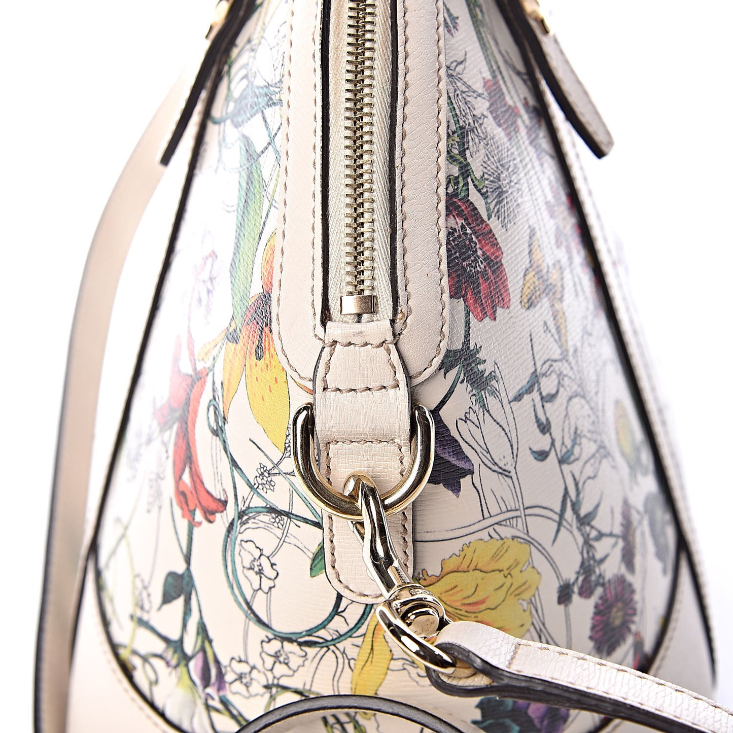 Canvas Flora Infinity Medium Nice Top Handle Dome Bag White