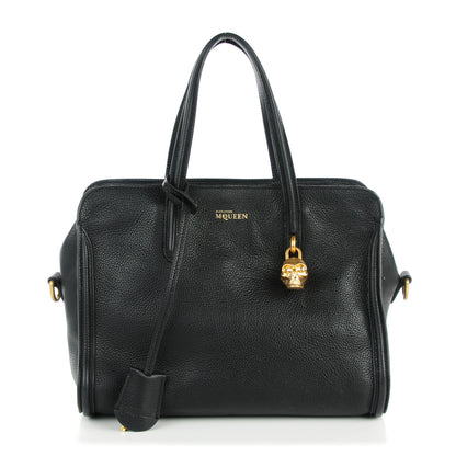 Alexander McQueen Pebbled Calfskin Medium Skull Padlock Zip Around Tote Black 1 of 8