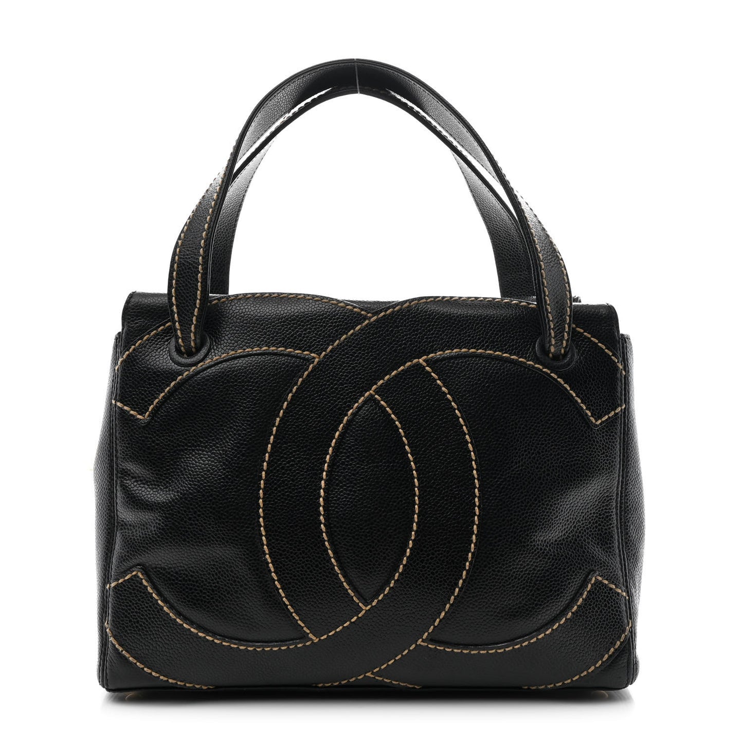 Caviar CC Stitched Small Tote Black
