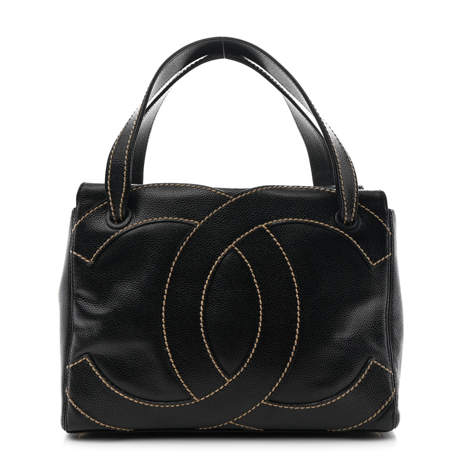 Chanel Caviar CC Stitched Small Tote Black 1 of 10