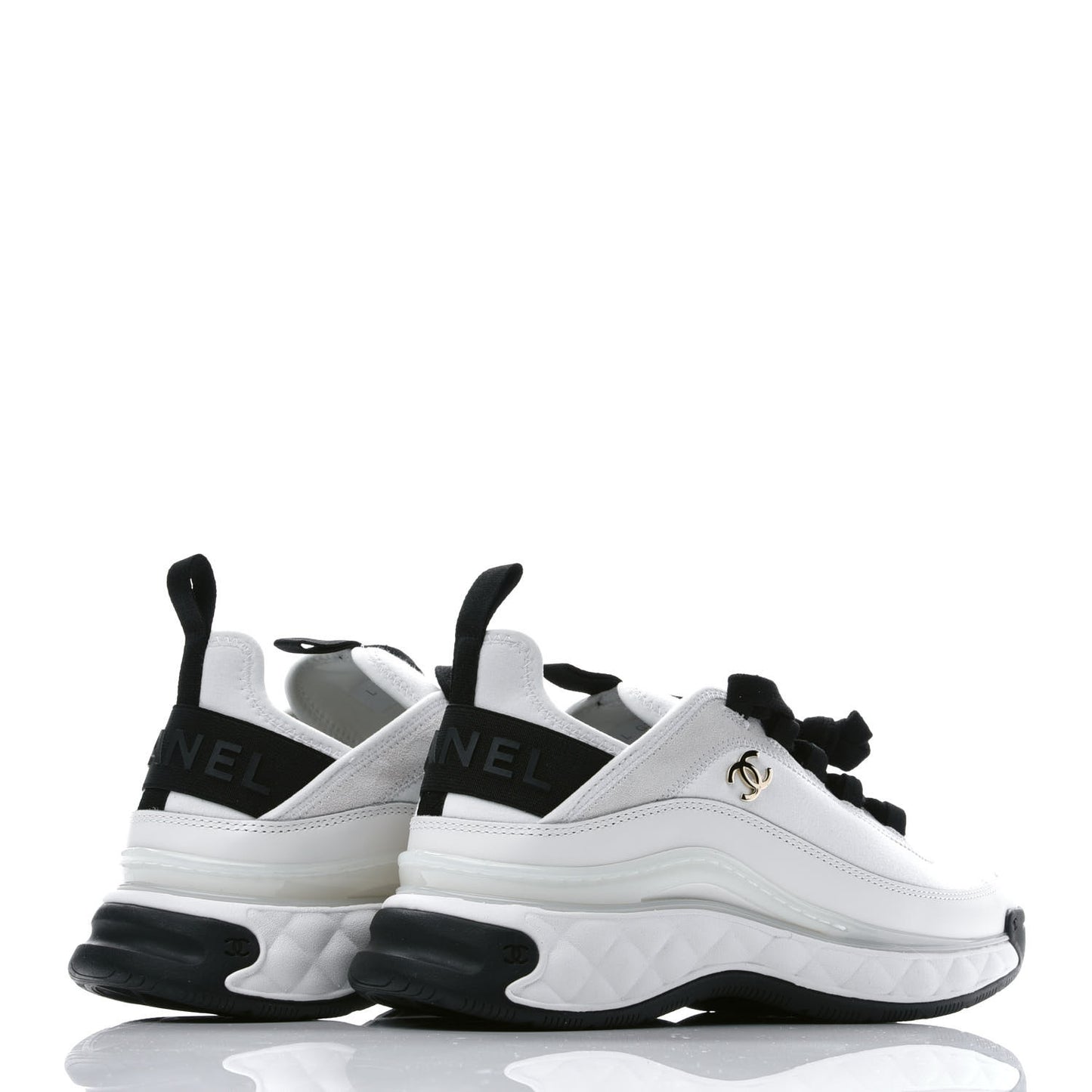 Velvet Calfskin Mixed Fibers CC Sneakers 38 Ivory Black