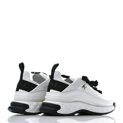 Chanel Velvet Calfskin Mixed Fibers CC Sneakers 38 Ivory Black 4 of 8