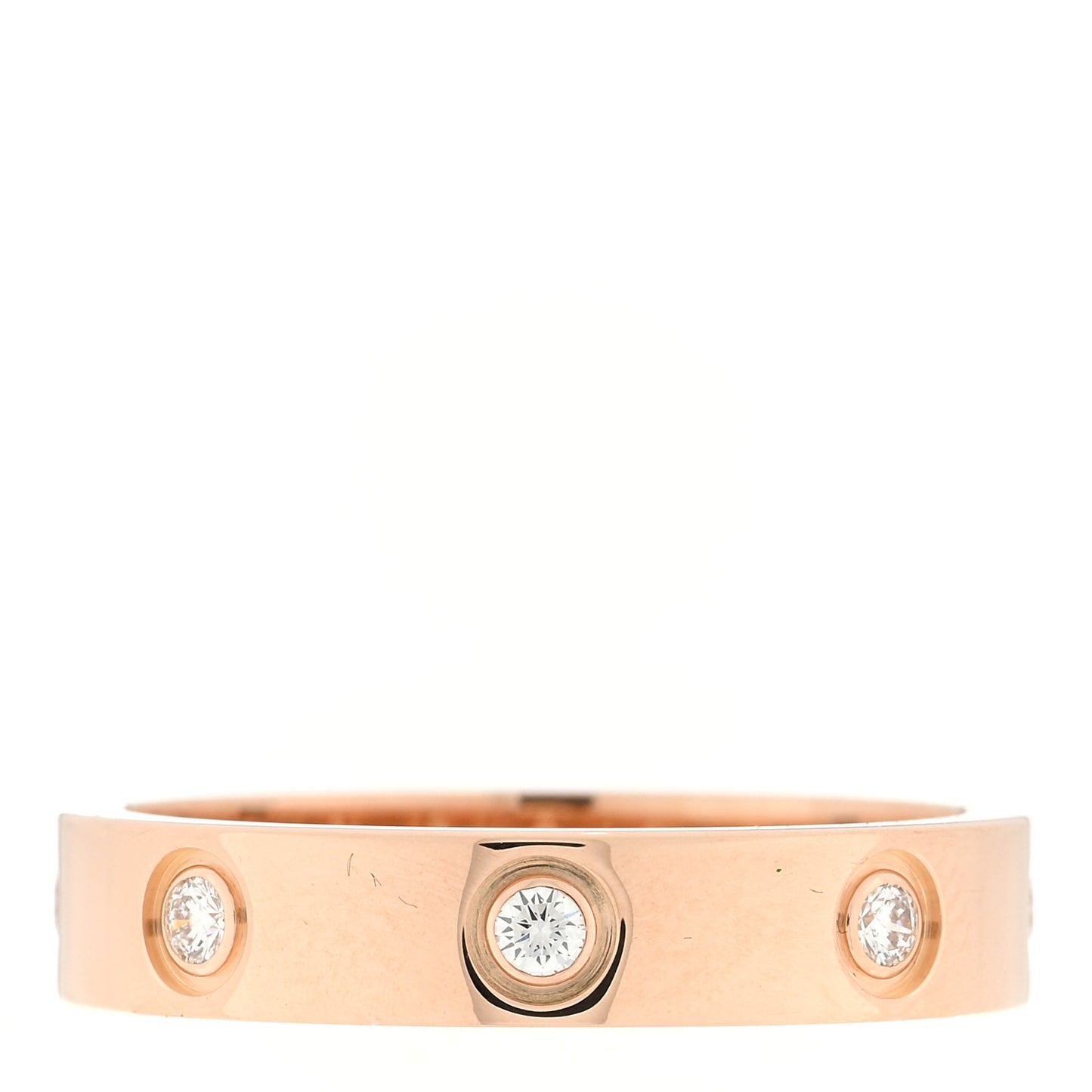 18K Pink Gold 8 Diamond 4mm LOVE Wedding Band Ring 54 7