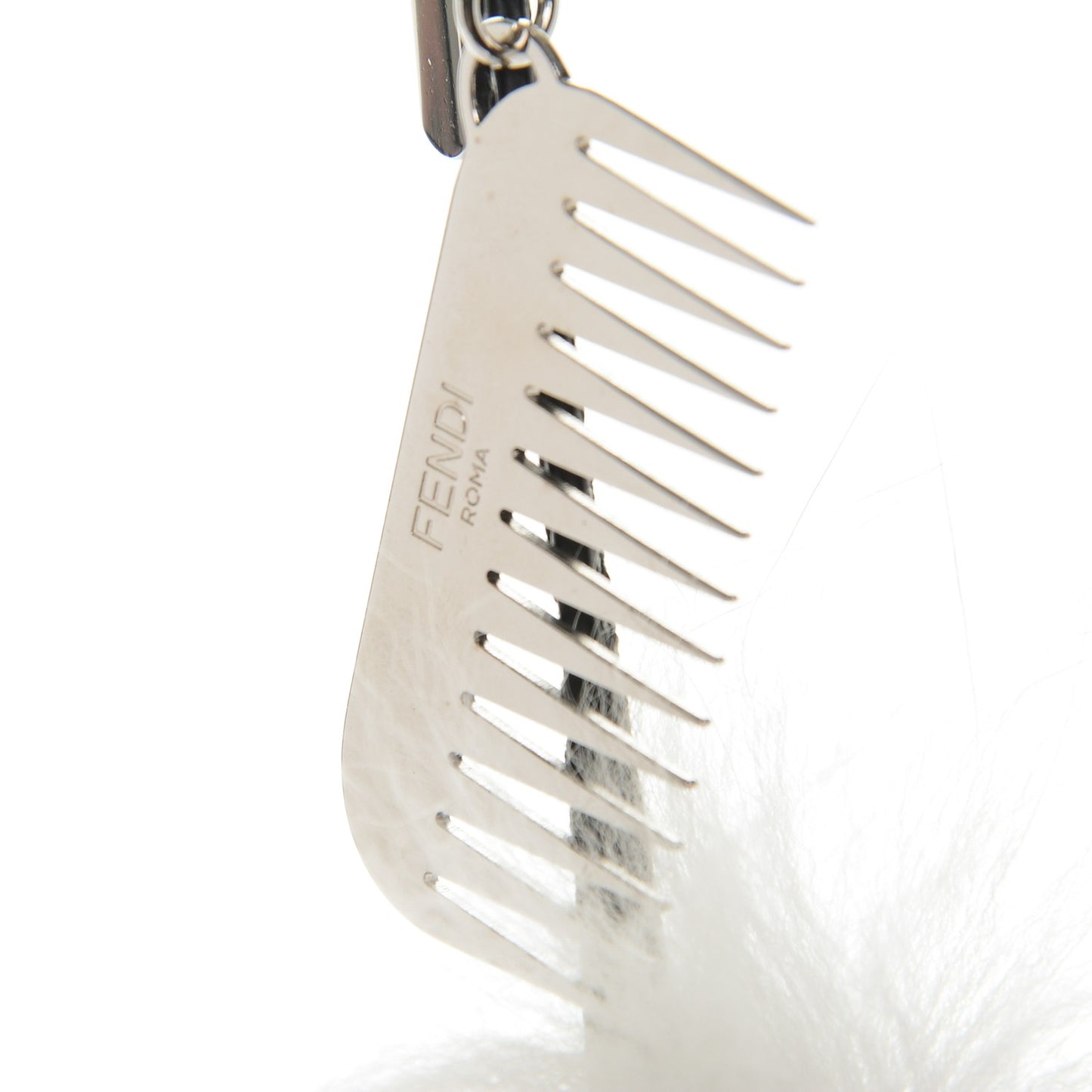 Fox Goat Mink Fur Nappa Crystal Studded Mini Karlito Tuxedo Bag Charm White Multicolor