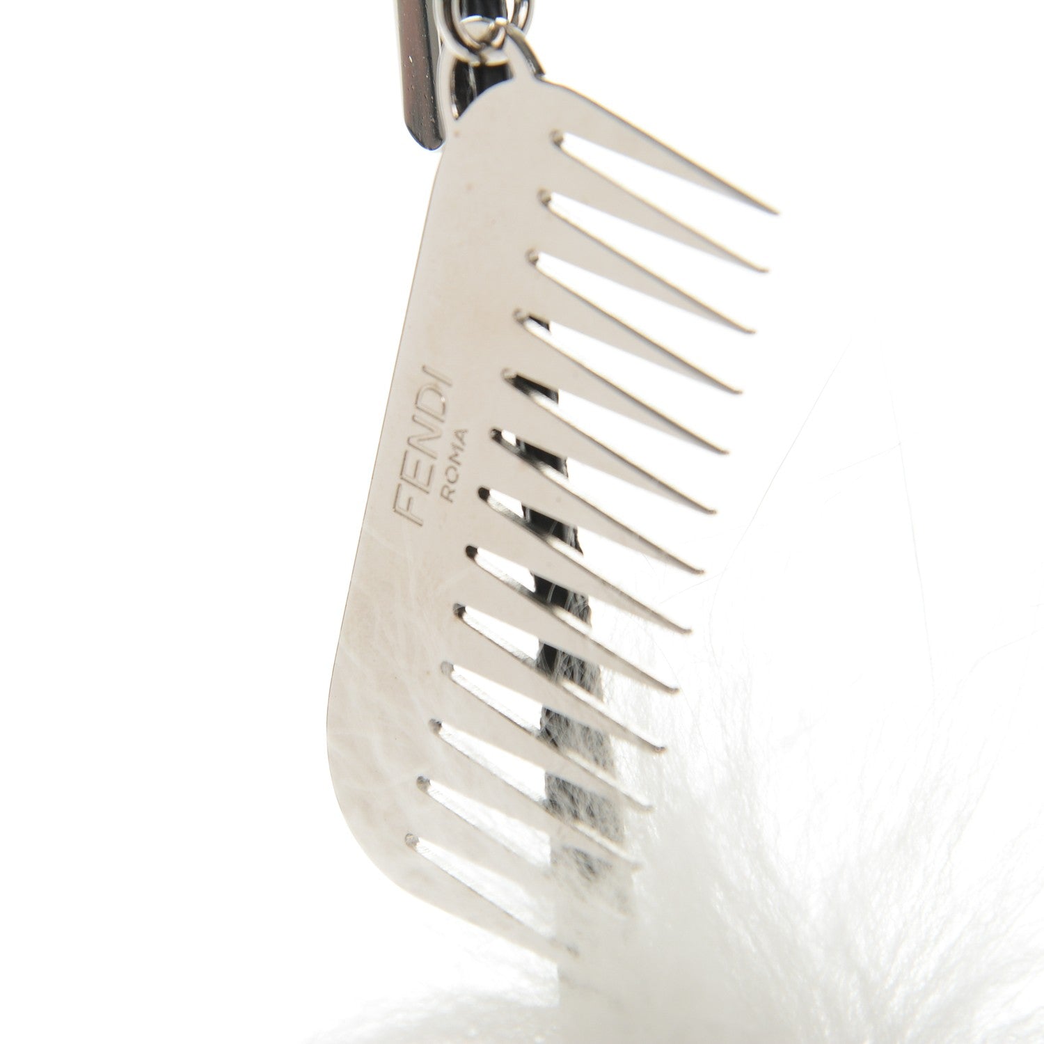 Fendi Fox Goat Mink Fur Nappa Crystal Studded Mini Karlito Tuxedo Bag Charm White Multicolor 4 of 4