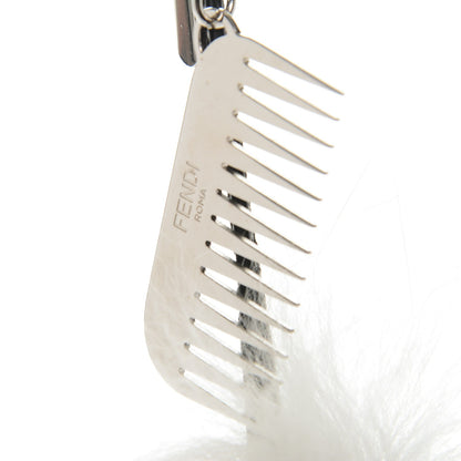 Fendi Fox Goat Mink Fur Nappa Crystal Studded Mini Karlito Tuxedo Bag Charm White Multicolor 4 of 4