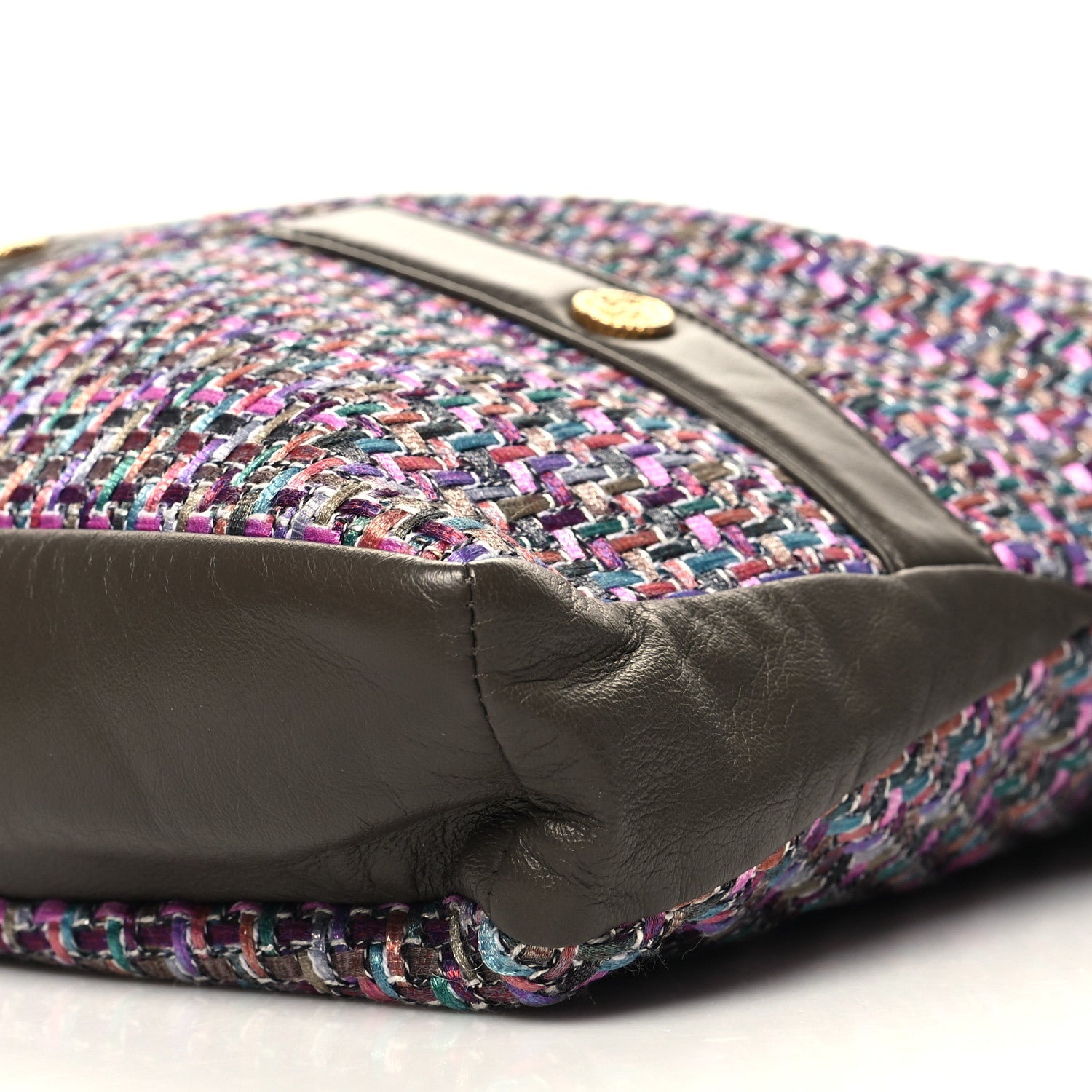 Chanel Tweed Lambskin Large Girl Bag Purple Multicolor 10 of 10