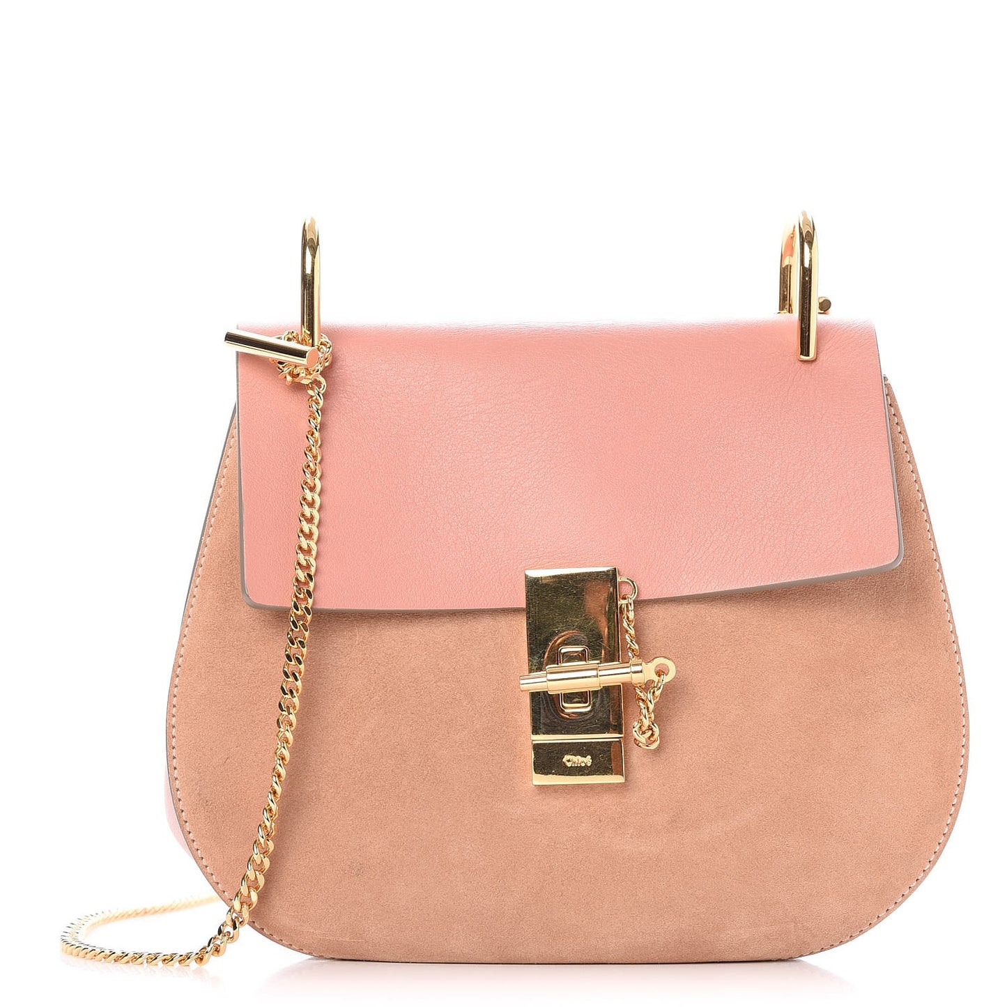 Suede Smooth Calfskin Drew Shoulder Bag Misty Rose