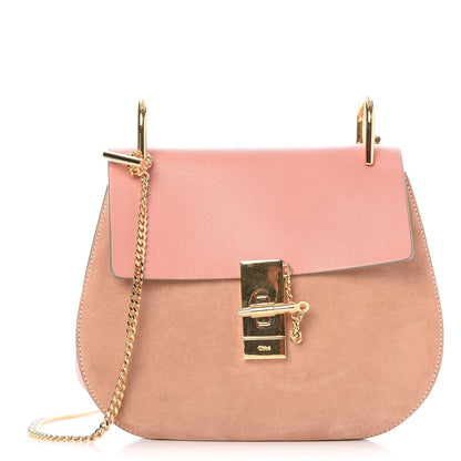 Chloe Suede Smooth Calfskin Drew Shoulder Bag Misty Rose 1 of 7