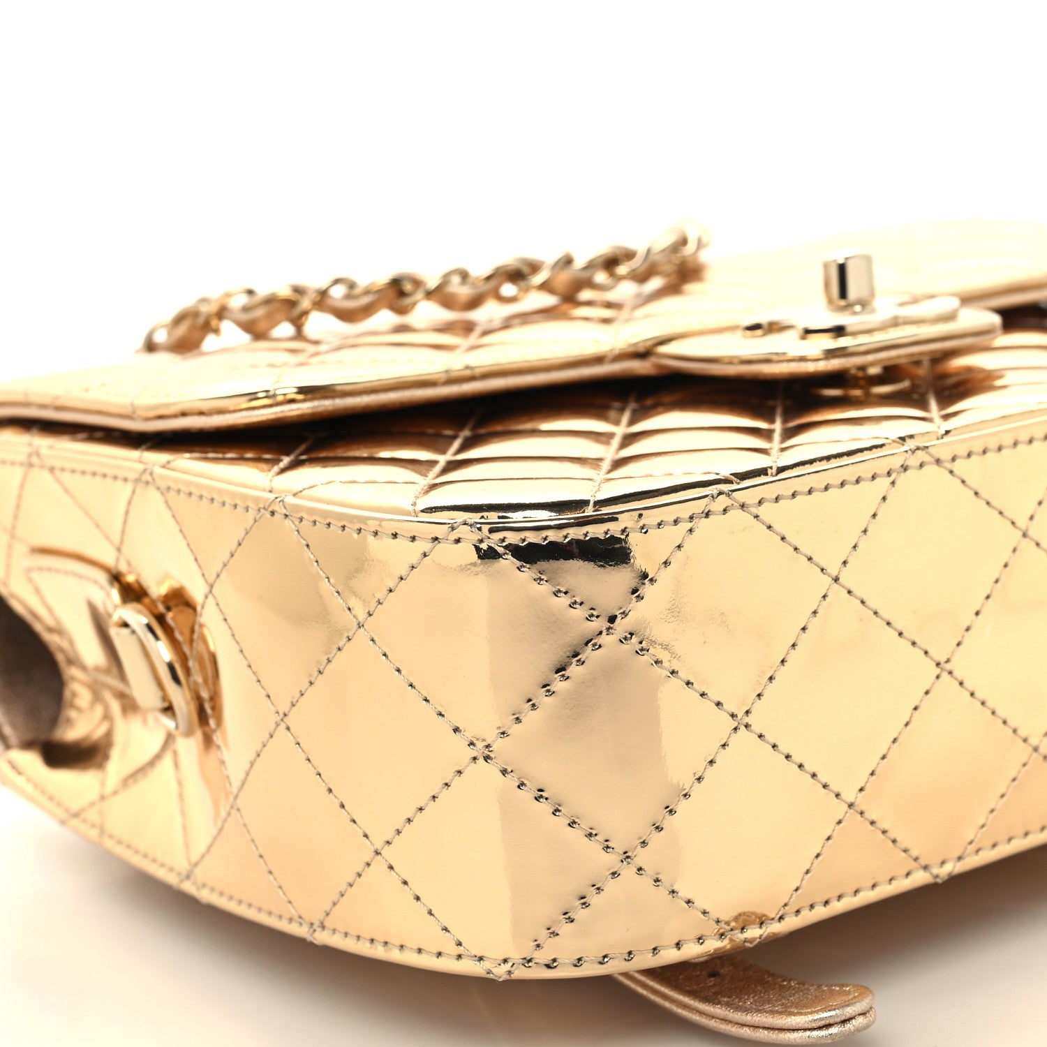Chanel Mirror Calfskin Metallic Calfskin Quilted Hollywood Boulevard Backpack With Coin Purse Gold 11 of 12