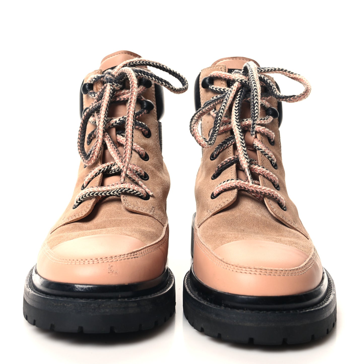 Suede Calfskin Lace Up Boots 38 Pink