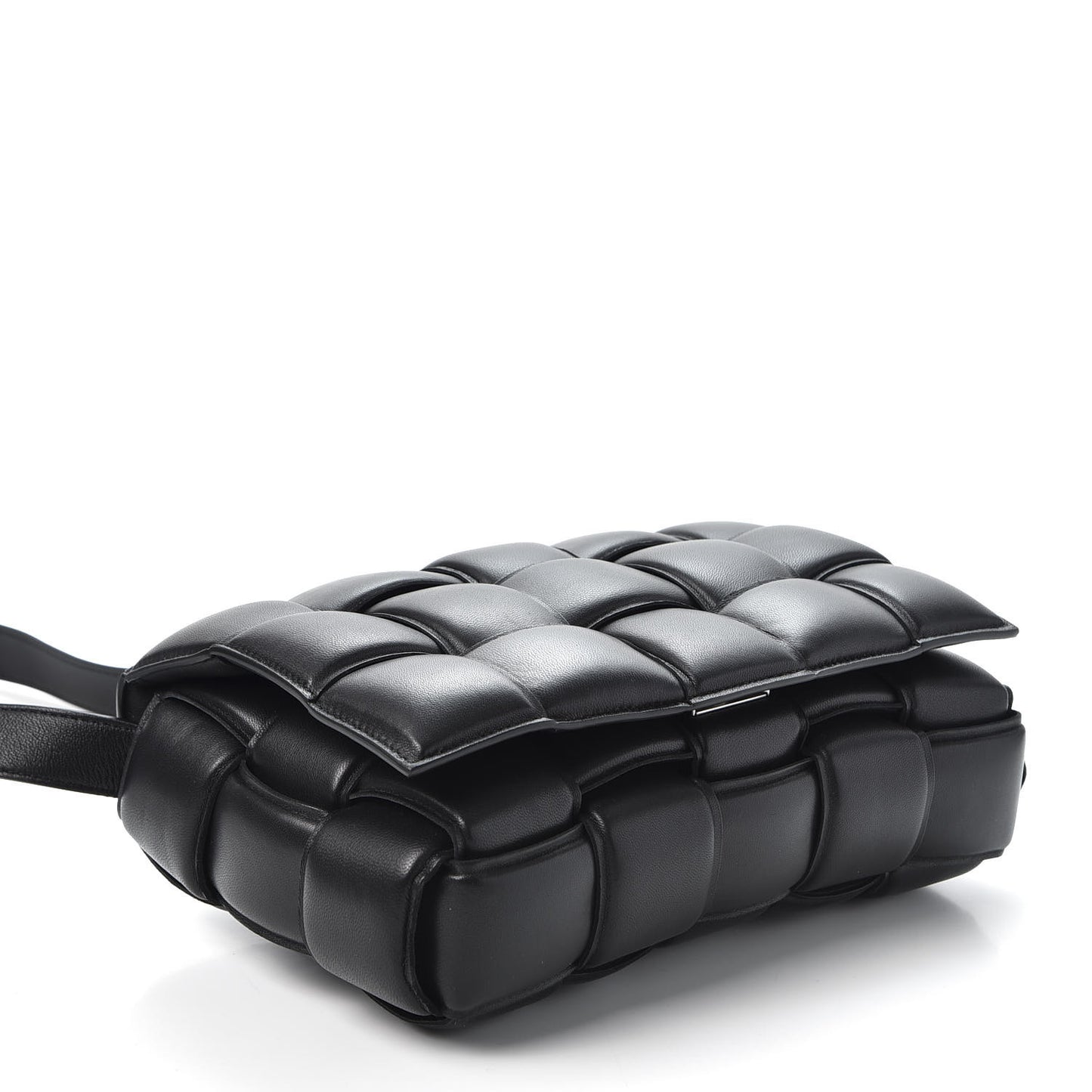 Nappa Maxi Intreccio Padded Cassette Crossbody Bag Black
