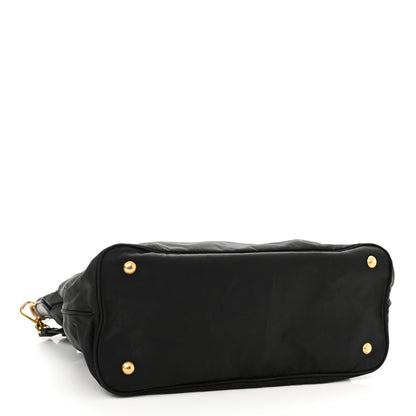 Prada Tessuto Nylon Soft Calfskin Shopping Satchel Black 3 of 14