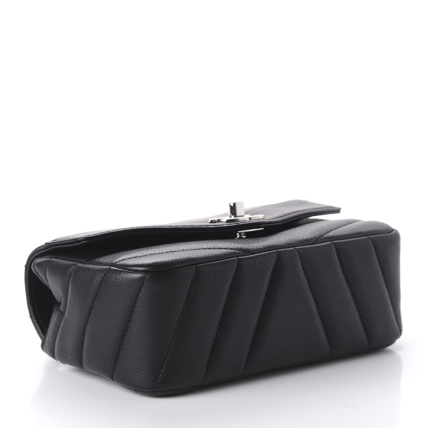 Caviar Chevron Quilted Small Single Flap Black