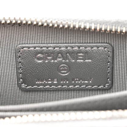 Chanel Gradient Metallic Calfskin Quilted Zip Around Coin Purse Wallet Silver Blue Yellow Purple 6 of 12