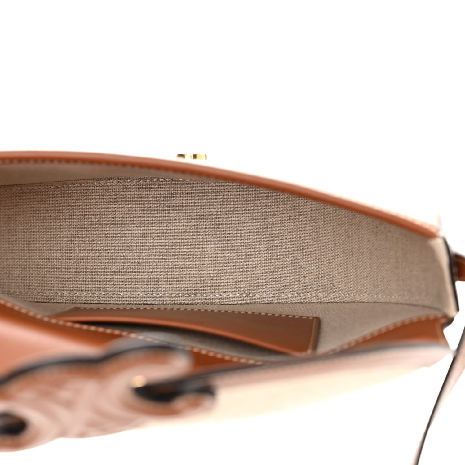 Celine Textile Calfskin Triomphe Besace Natural Tan 5 of 11