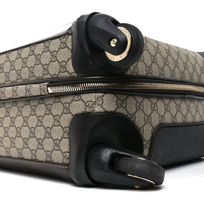 Gucci GG Supreme Monogram Selleria Calfskin Four Wheel Carry On Suitcase Beige Ebony Cocoa 8 of 9