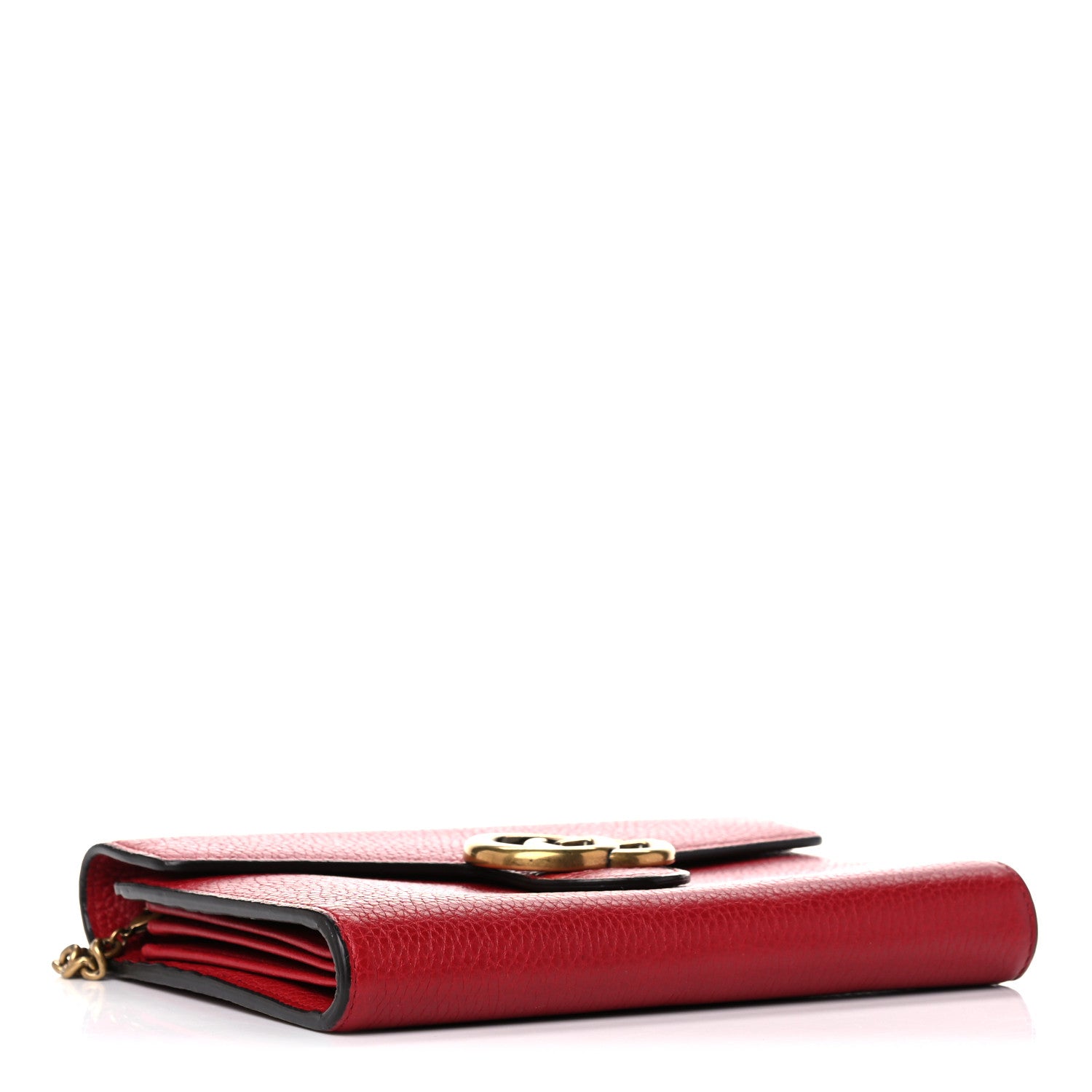 Gucci Calfskin GG Marmont Chain Wallet Vulcanic Red 4 of 13
