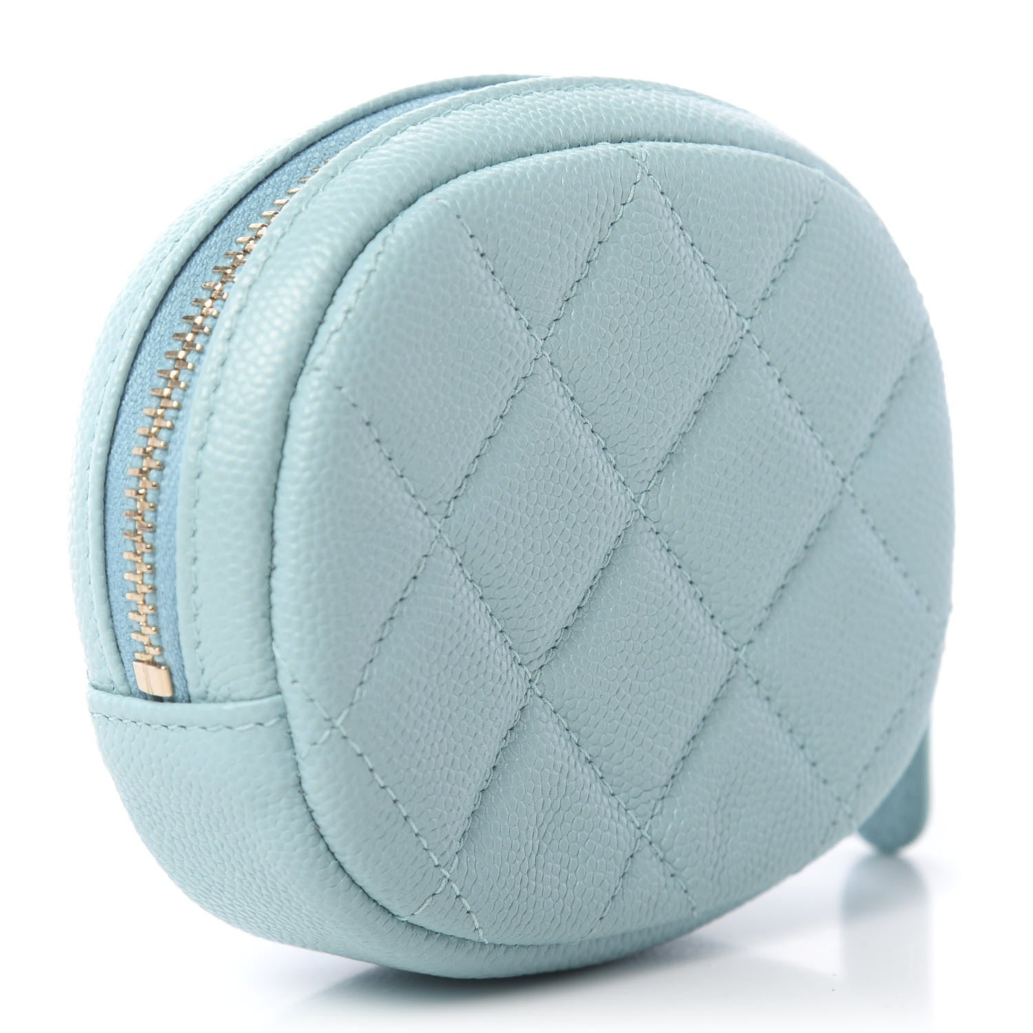 Chanel Caviar Quilted Zip Around Classic Coin Purse Light Blue 3 of 8