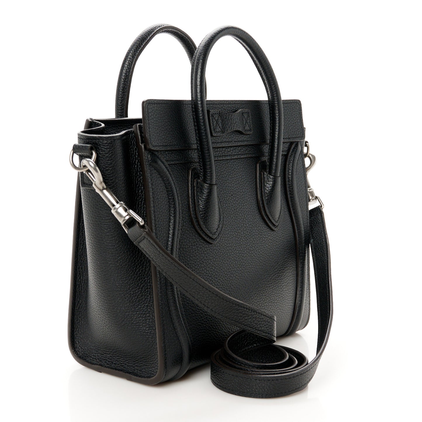 Drummed Calfskin Nano Luggage Black