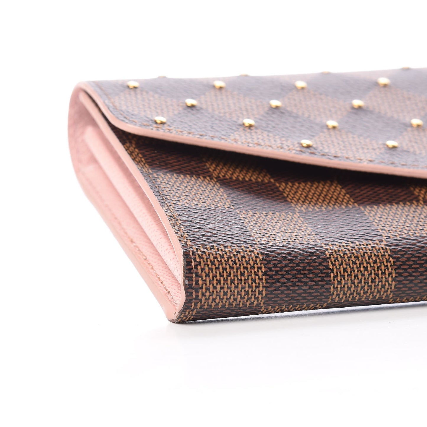 Damier Ebene Studded Sarah Wallet NM Rose Ballerine