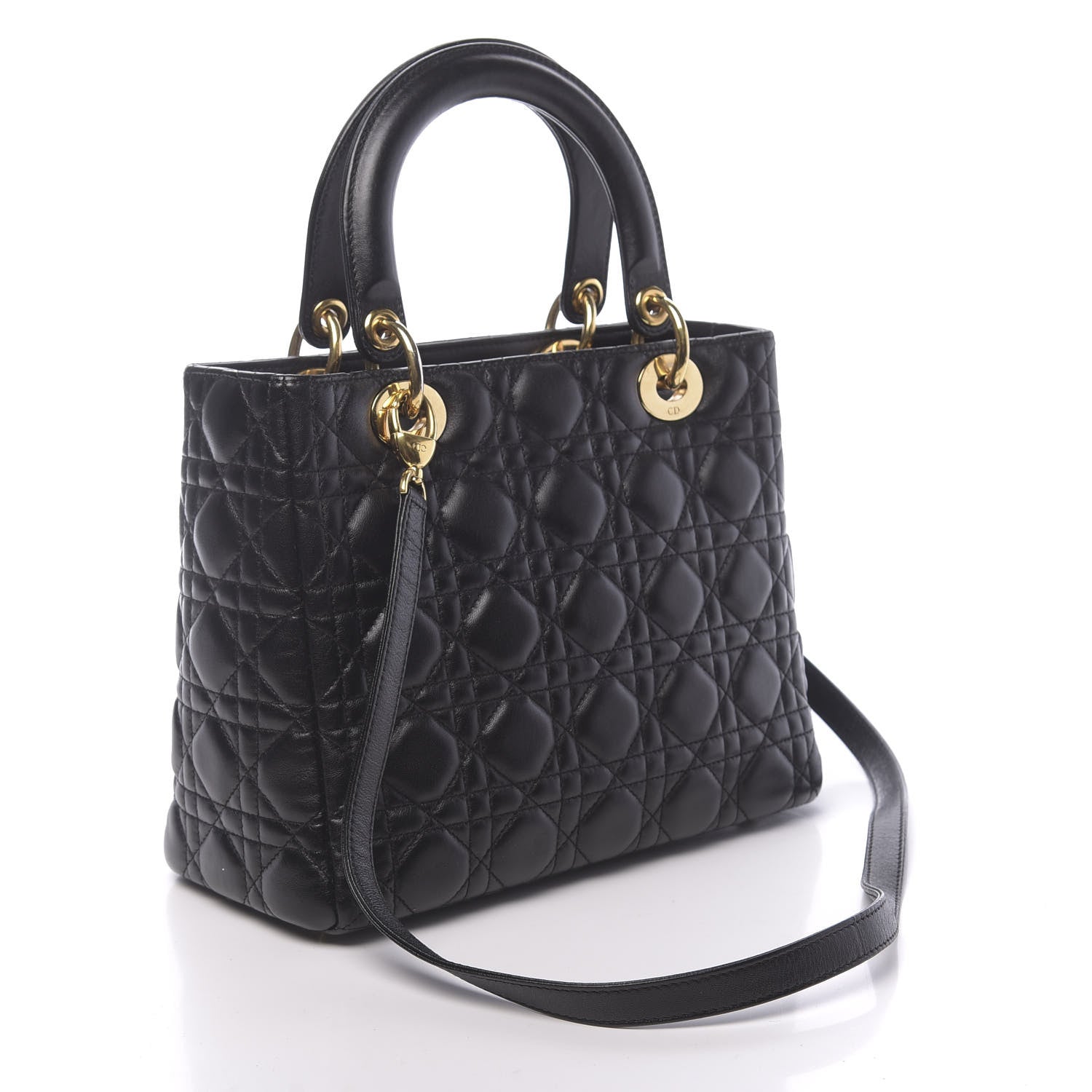 Christian Dior Lambskin Cannage Medium Lady Dior Black 3 of 10