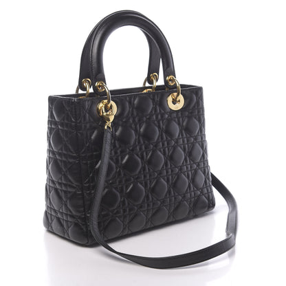 Christian Dior Lambskin Cannage Medium Lady Dior Black 3 of 10