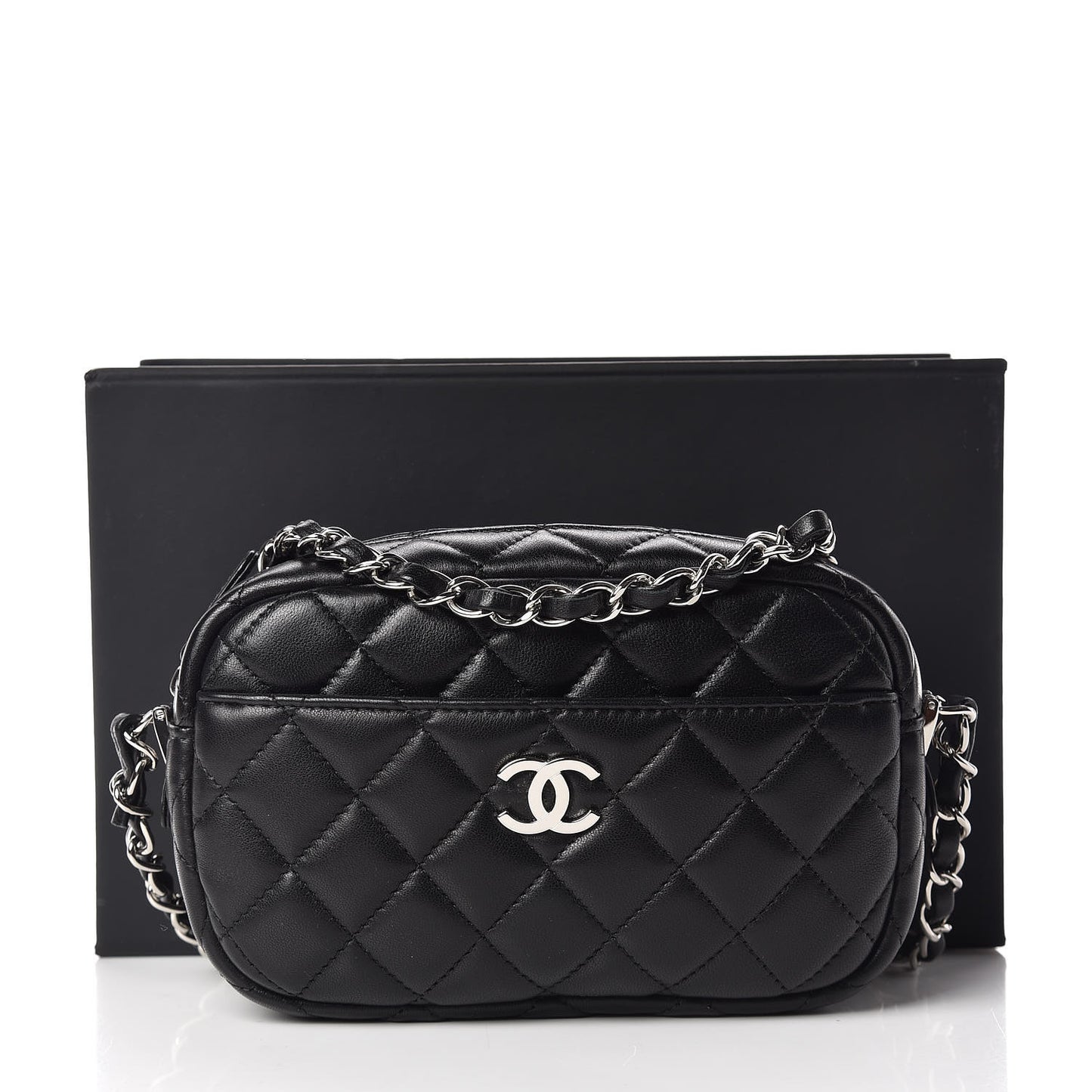 Lambskin Quilted Small Timeless Camera Case Black