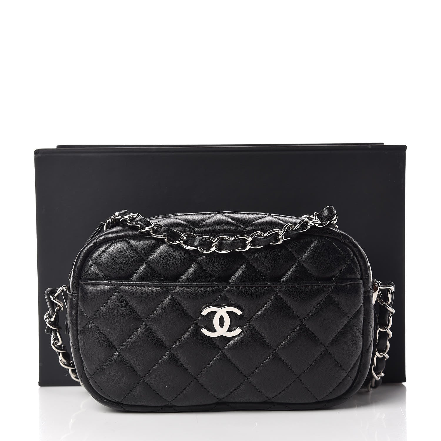 Chanel Lambskin Quilted Small Timeless Camera Case Black 10 of 10