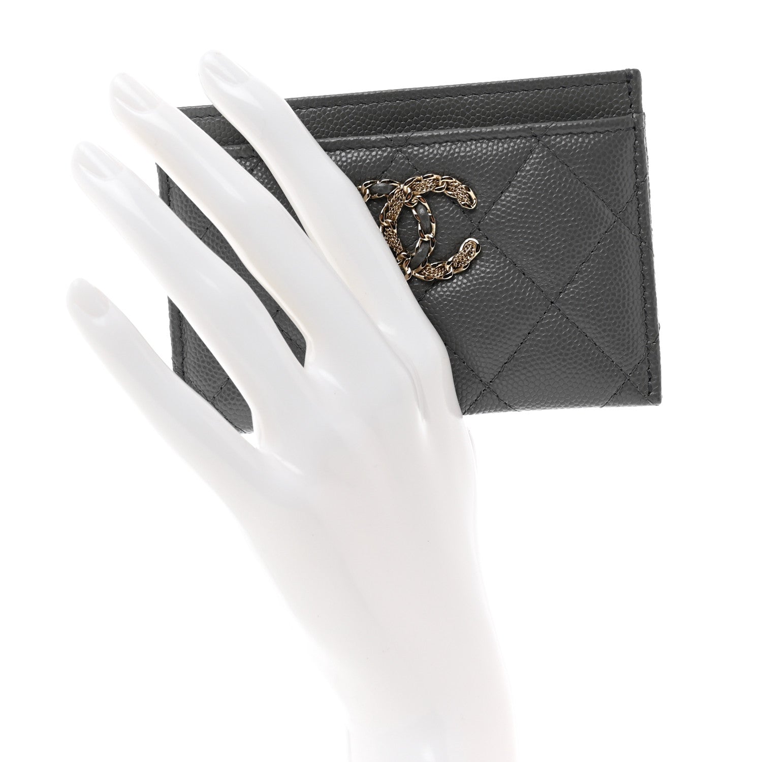 Chanel Caviar Quilted French New Wave Card Holder Grey 3 of 7