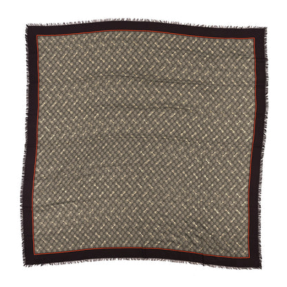 Gucci Modal Silk GG Monogram Big Gold Horsebit Fringe Shawl Beige Brown Orange 1 of 3