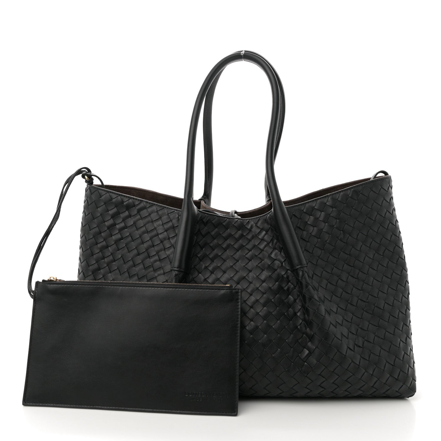 Bottega Veneta Calfskin Intrecciato Pinacoteca Reversible Tote Black Fondant 2 of 10