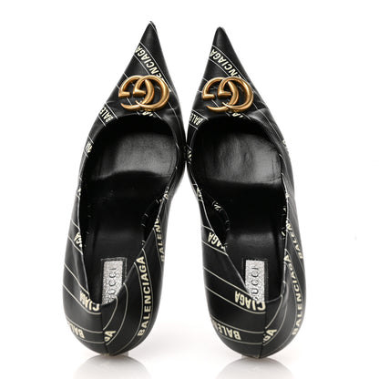 Balenciaga X Gucci Calfskin Logo Print Knife 80mm Pumps 38.5 Black 2 of 11