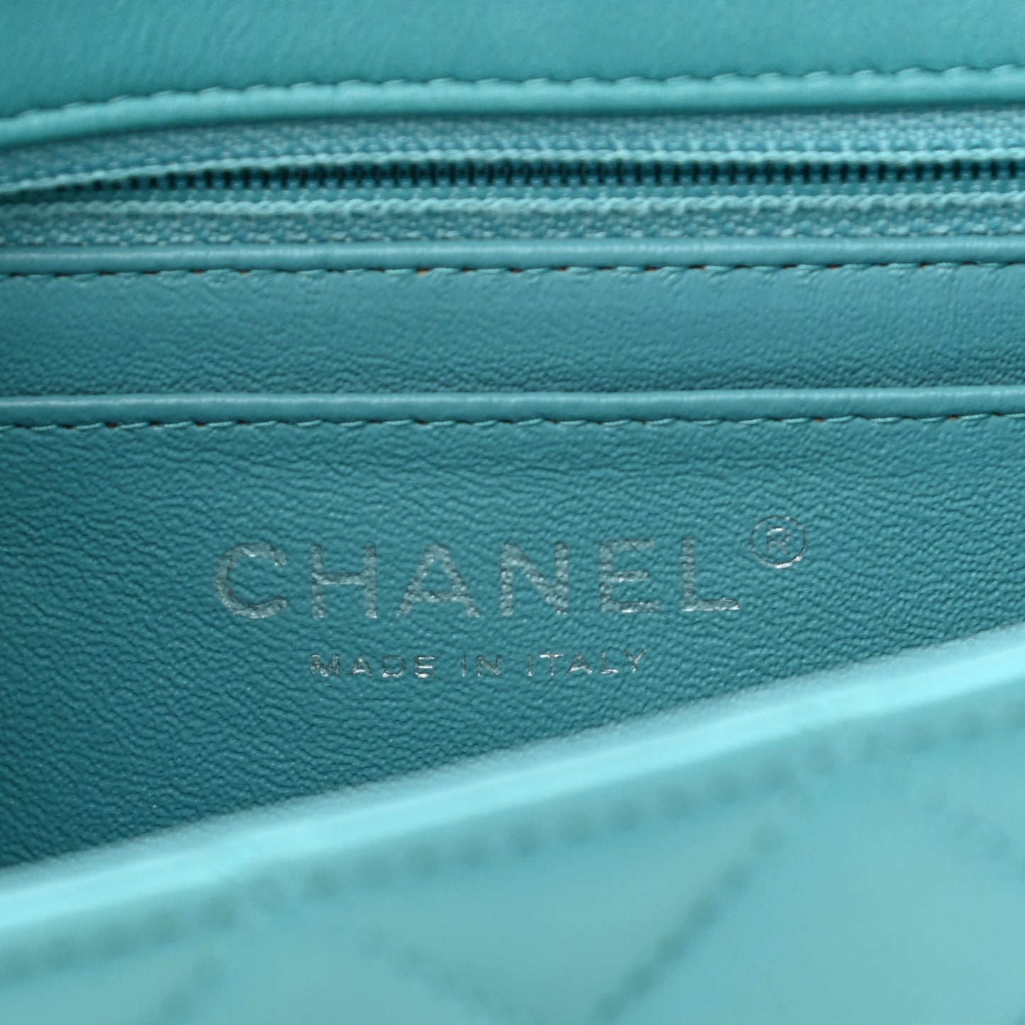 Lambskin Quilted Mini Rectangular Flap Turquoise