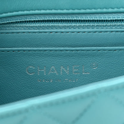Chanel Lambskin Quilted Mini Rectangular Flap Turquoise 6 of 11