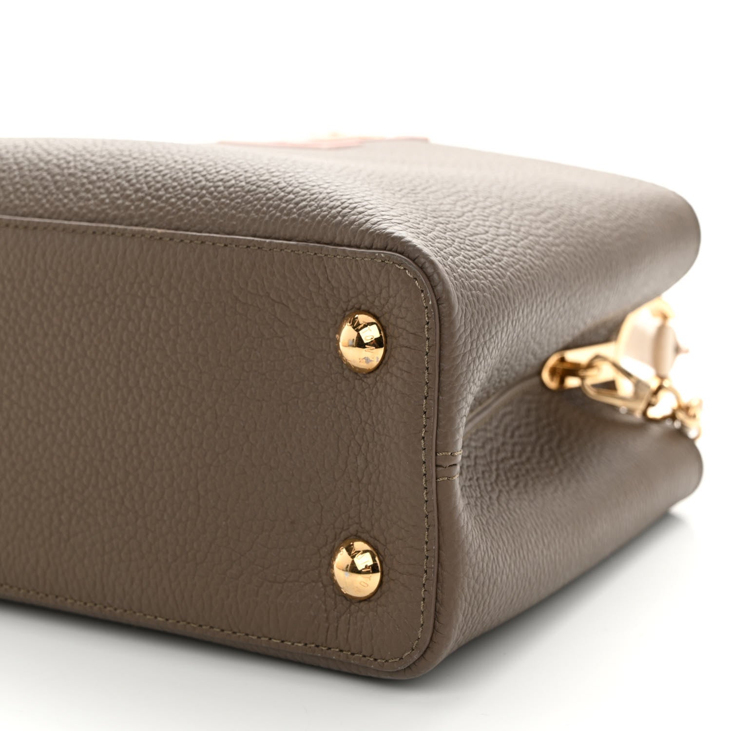 Louis Vuitton Taurillon Capucines MM Smokey Brown Green Creme Pink 9 of 9