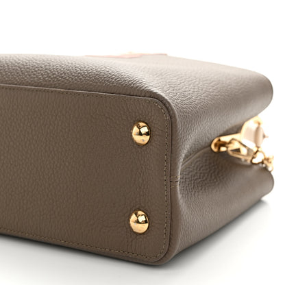 Louis Vuitton Taurillon Capucines MM Smokey Brown Green Creme Pink 9 of 9