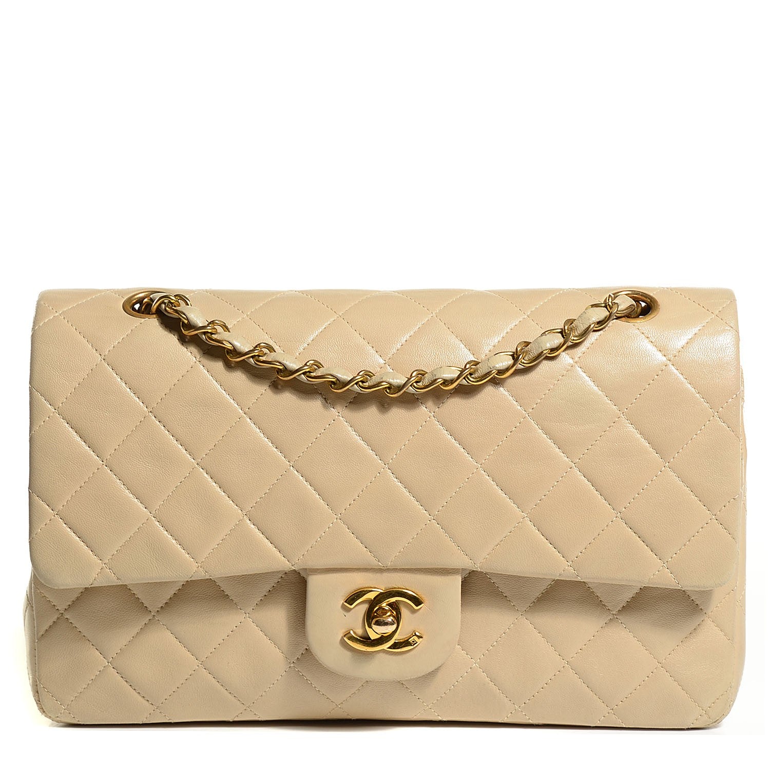 Chanel Lambskin Quilted Medium Double Flap Beige 1 of 10