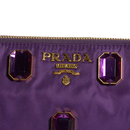 Prada Tessuto Nylon Pietre Jeweled Shoulder Bag Anemone 11 of 11