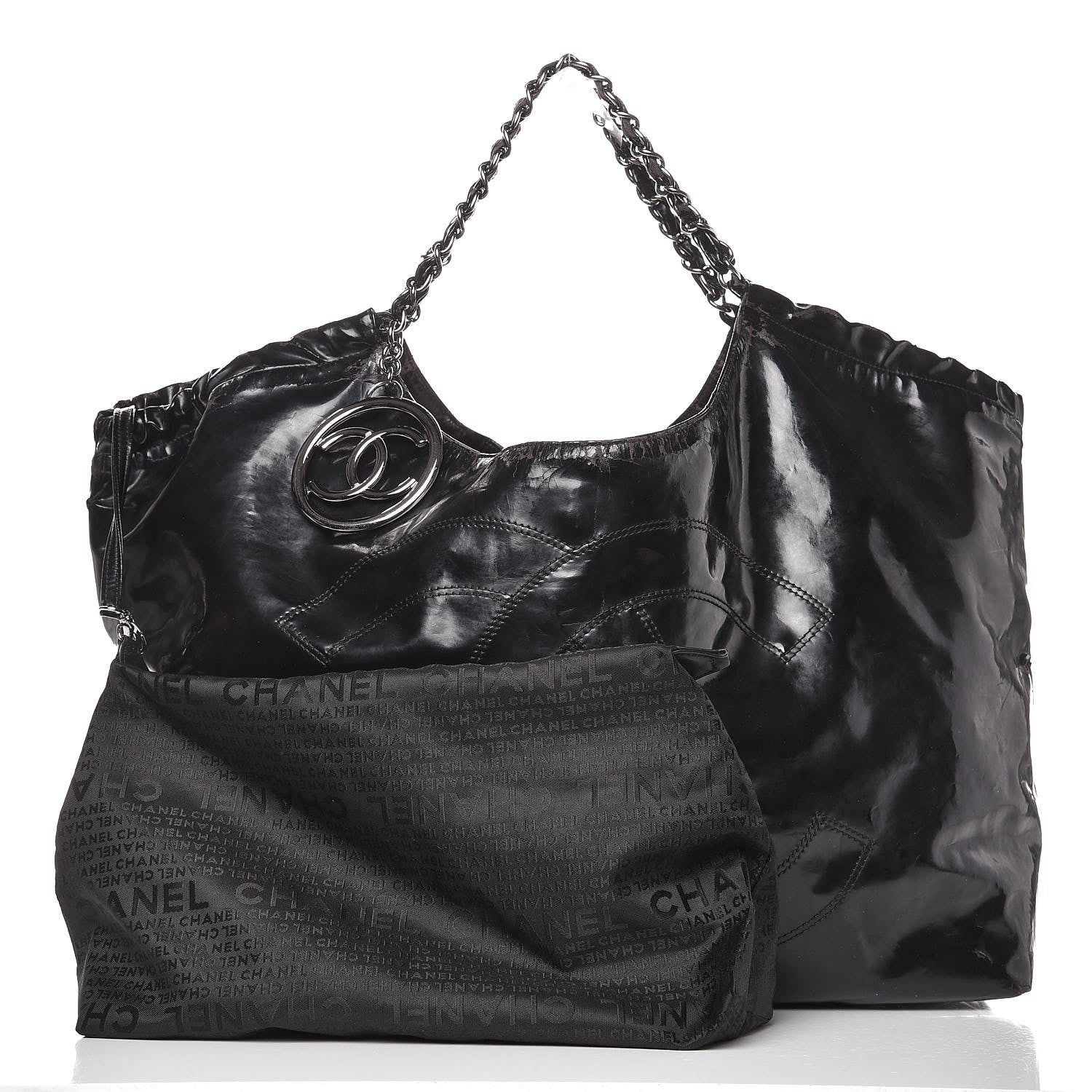 Chanel Vinyl XL Coco Cabas Black 3 of 18